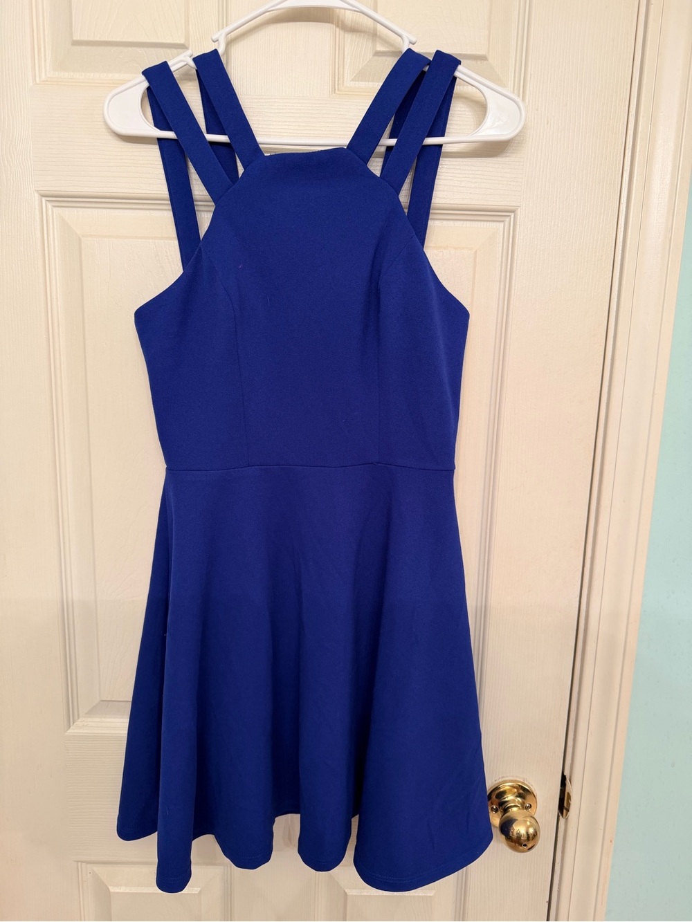 B Darlin Sleeveless Strappy Dress in Royal Blue